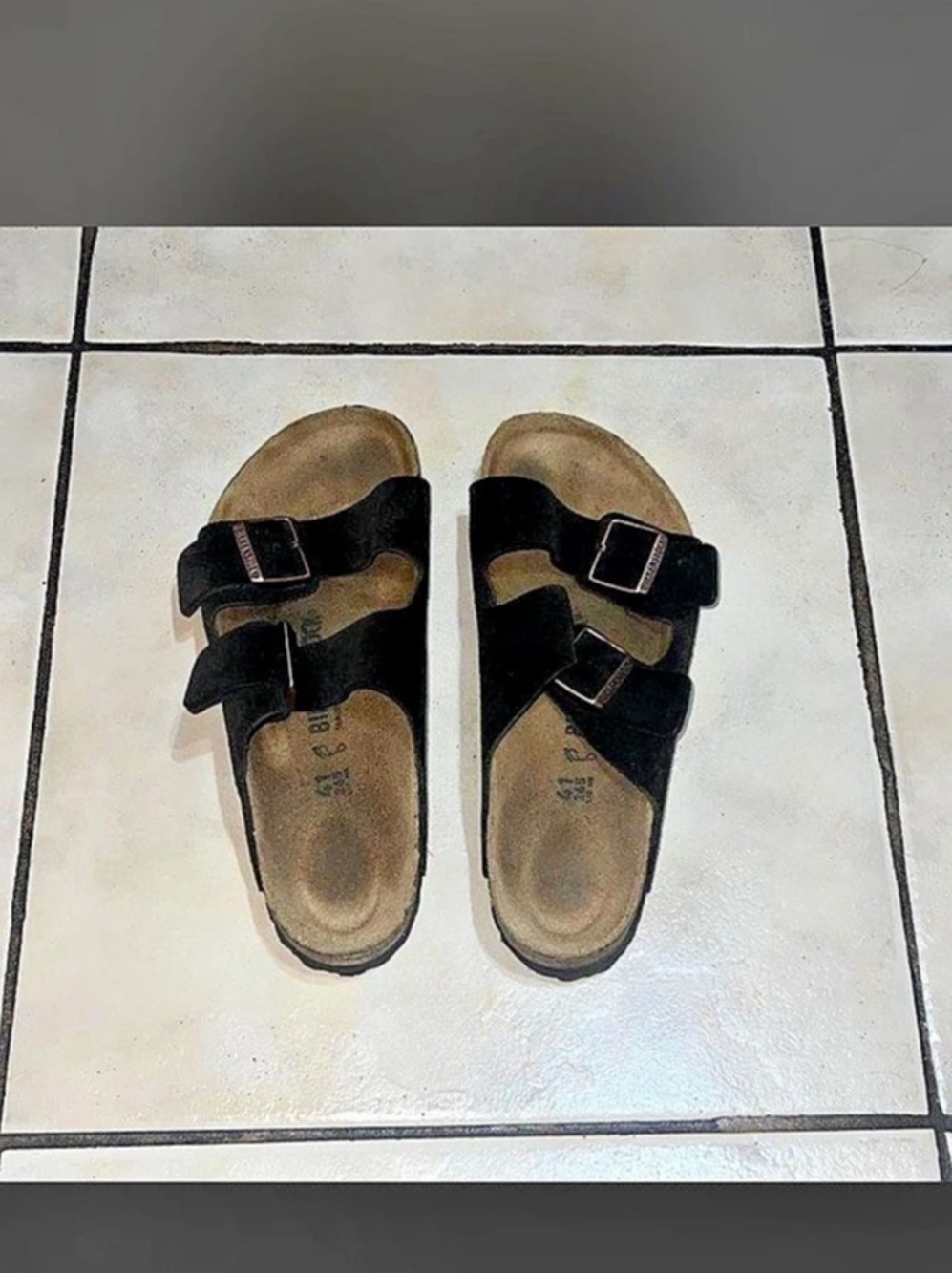 Birkenstock Arizona Soft Footbed Black & Brown Buckle Sandals